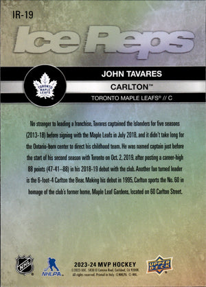2023-24 Upper Deck MVP Hockey - Ice Reps #IR-19 John Tavares - Toronto Maple Leafs - Carlton