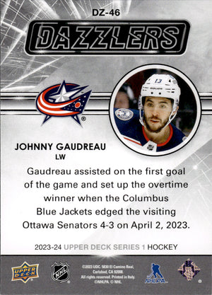 2023-24 Upper Deck Series 1 Hockey - Dazzlers - Blue #DZ-46 Johnny Gaudreau - Columbus Blue Jackets