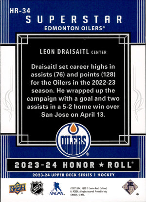 2023-24 Upper Deck Series 1 Hockey - Honor Roll - Superstar #HR-34 Leon Draisaitl - Edmonton Oilers