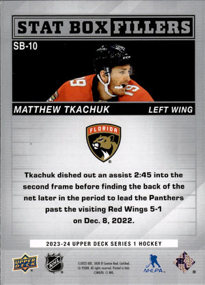 2023-24 Upper Deck Series 1 Hockey - Stat Box Fillers #SB-10 Matthew Tkachuk - Florida Panthers