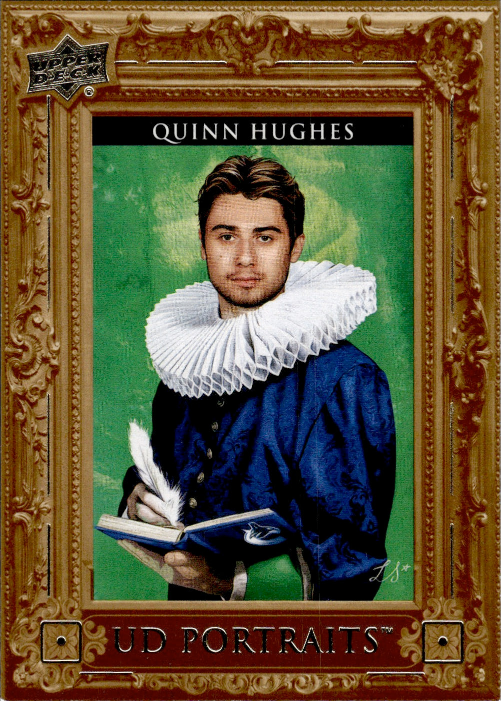 2023-24 Upper Deck Series 1 Hockey - UD Portraits #P-5 Quinn Hughes - Vancouver Canucks