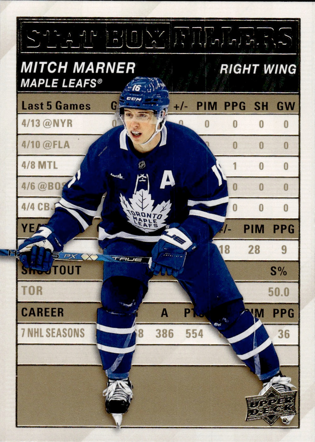 2023-24 Upper Deck Series 1 Hockey Stat Box Fillers #SB-7 Mitch Marner - Toronto Maple Leafs