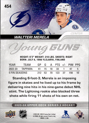 2023-24 Upper Deck Series 2 Hockey - Base - Young Guns #454 Waltteri Merela - Tampa Bay Lightning