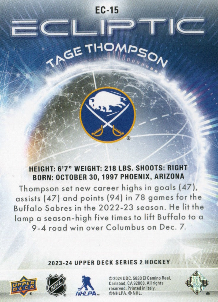 2023-24 Upper Deck Series 2 Hockey - Ecliptic - Sparkle #EC-15 Tage Thompson - Buffalo Sabres