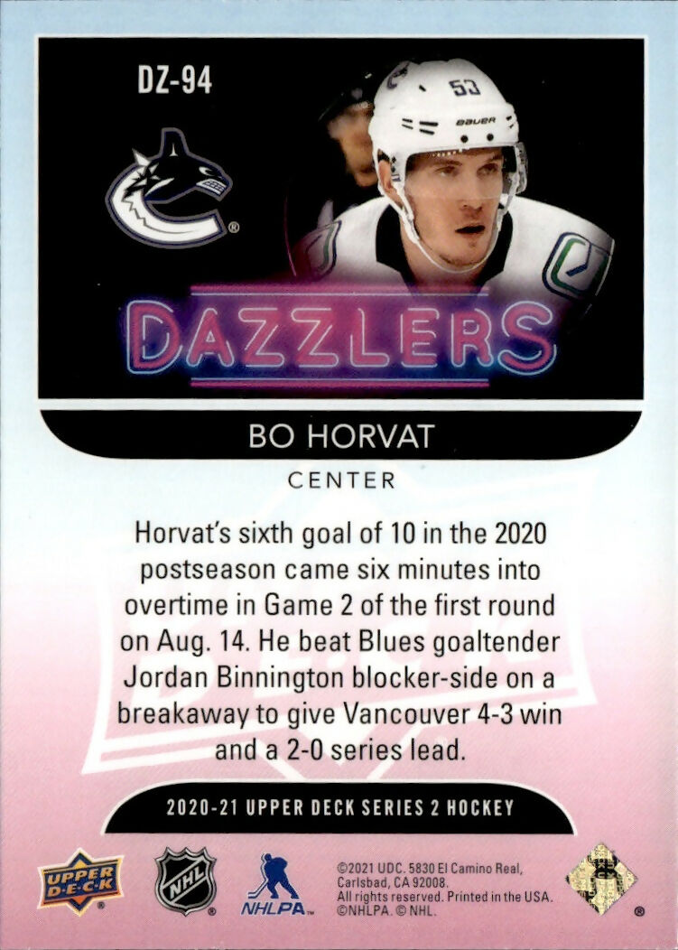 2020-21 Upper Deck Series 2 Hockey - Dazzlers - Green #DZ-94 Bo Horvat - Vancouver Canucks - B