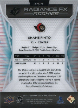 2021-22 Upper Deck SPX Hockey - Radiance FX - Rookies #RFX-75 Shane Pinto - Ottawa Senators - B