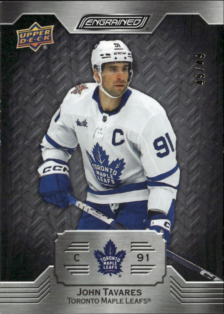 2023-24 Upper Deck Engrained Hockey - Base :49 #3 John Tavares - Toronto Maple Leafs - A