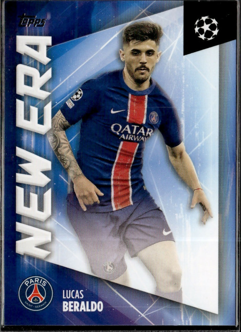 2024-25 Topps UEFA Club Competitions - New Era #NE-20 Lucas Beraldo - Paris Saint-Germain - A