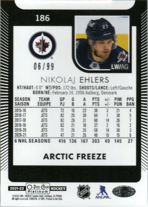 2021-22 Upper Deck O-Pee-Chee Platinum Hockey - Base - Artic Freeze /99 #186 Nikolaj Ehlers - Winnipeg Jets