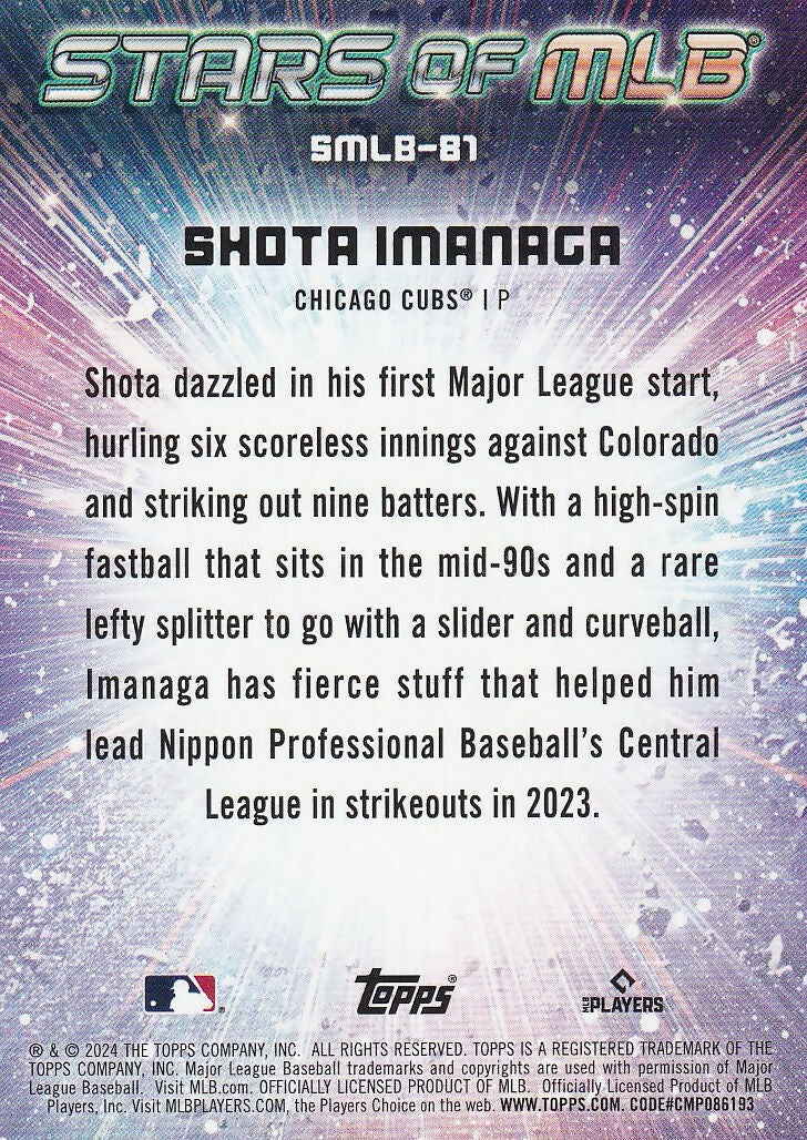 2024 Topps Update Stars of MLB #SMLB-81 Shota Imanaga Chicago Cubs
