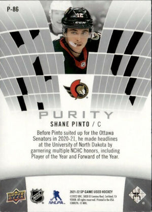 2021-22 Upper Deck SP Game Used Hockey - Purity #P-86 Shane Pinto - Ottawa Senators - B