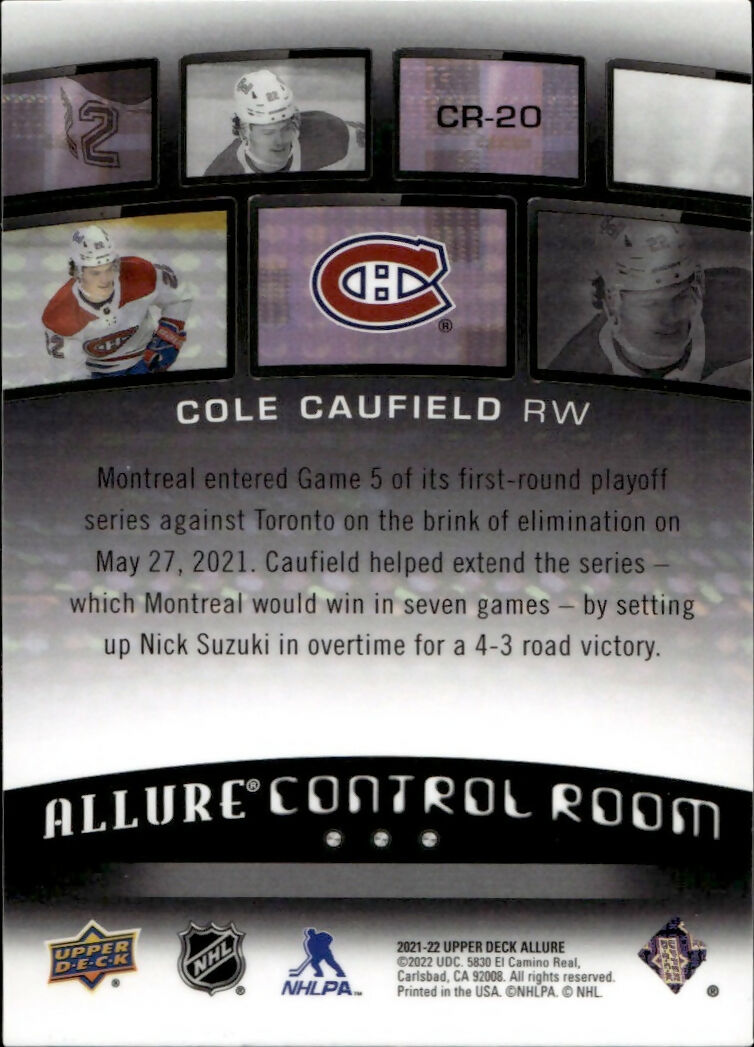 2021-22 Upper Deck Allure Hockey - Control Room #CR-20 Cole Caufield - Montreal Canadiens - B