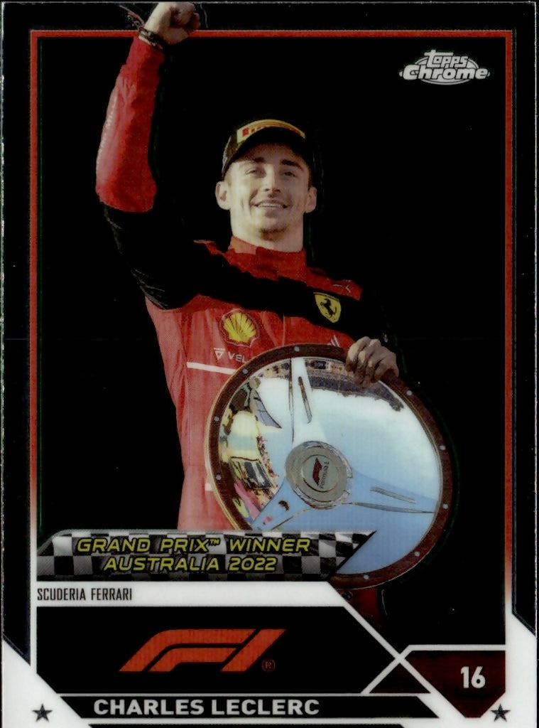 2023 Topps Chrome Formula 1 Base #146 - Grand Prix Winners Charles LeClerc - Scuderia Ferrari - A