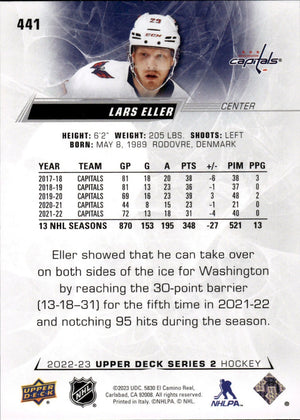 2022-23 Upper Deck Series 2 Hockey - Base #441 Lars Eller - Washington Capitals