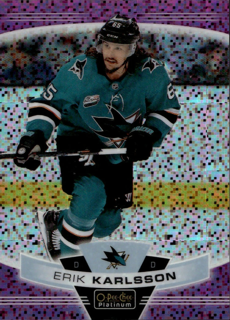 2019-20 Upper Deck O-Pee-Chee Platinum - Base - Violet Pixels :399 #34 Erik Karlsson - San Jose Sharks - A