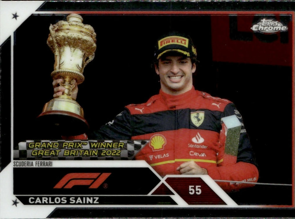 2023 Topps Chrome Formula 1 Base #153 - Grand Prix Winners Carlos Sainz - Scuderia Ferrari - A