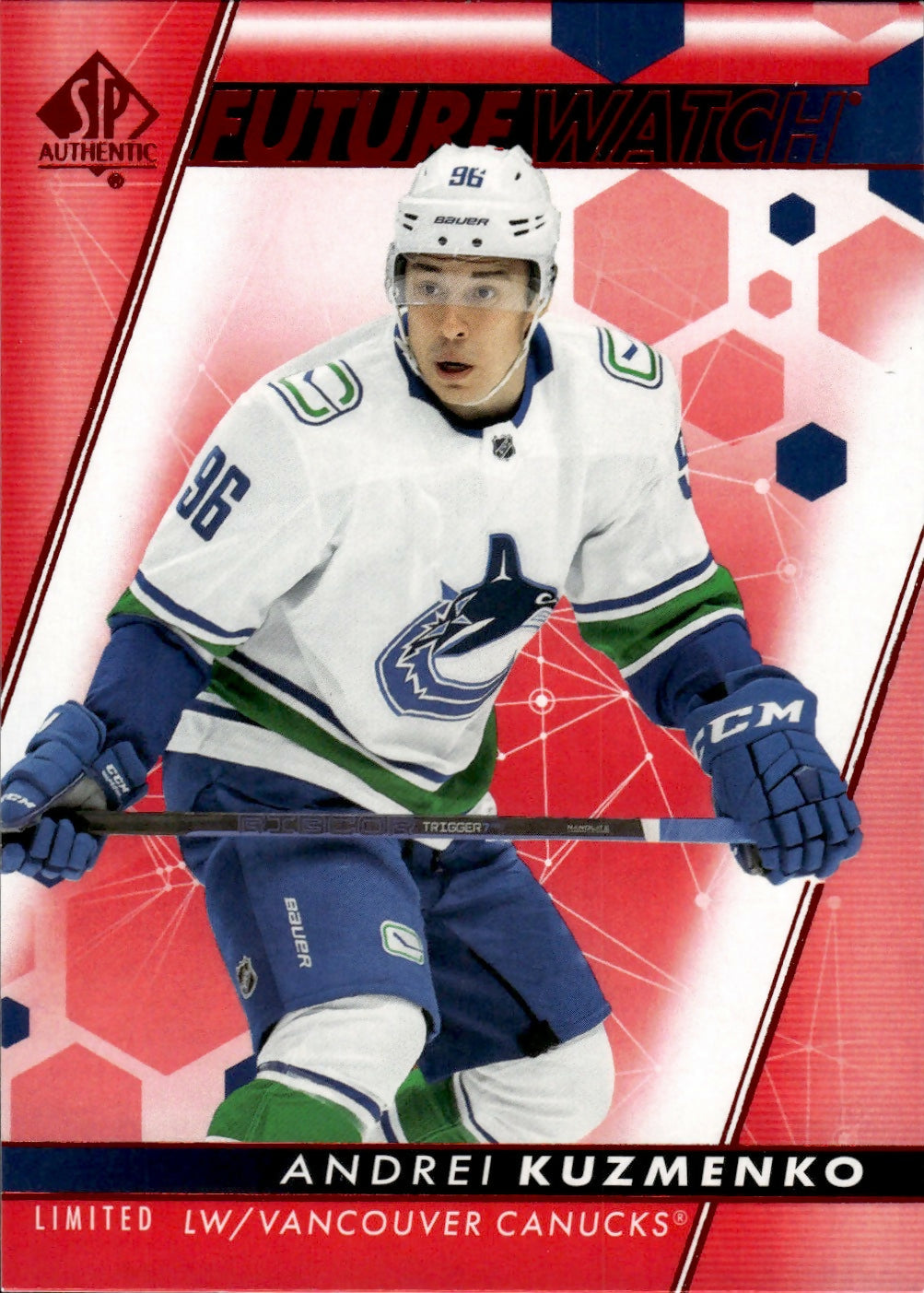 2022-23 Upper Deck SP Authentic Hockey - Base - Limited Red - Future Watch #142 Andrei Kuzmenko - Vancouver Canucks