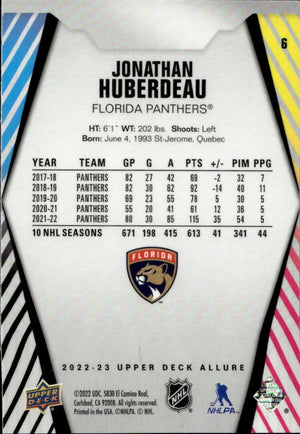 2022-23 Upper Deck Allure Hockey - Base #6 Jonathan Huberdeau - Florida Panthers - B