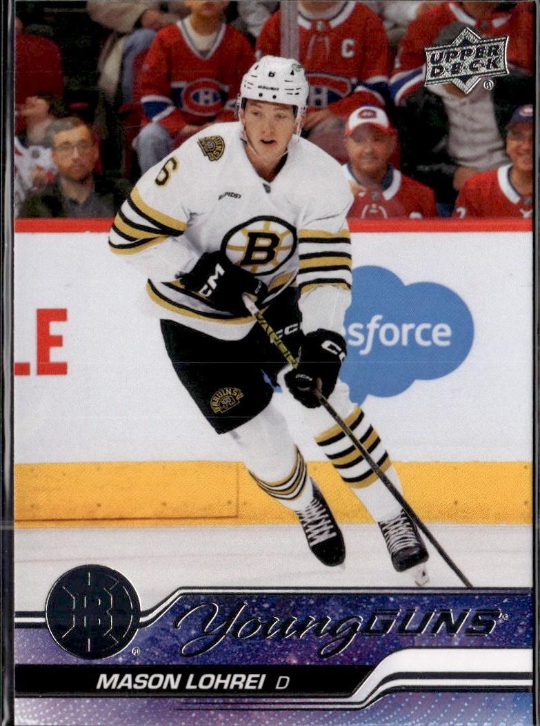 2023-24 Upper Deck Series 2 Hockey Base Young Guns #497 – Mason Lohrei (Boston Bruins)