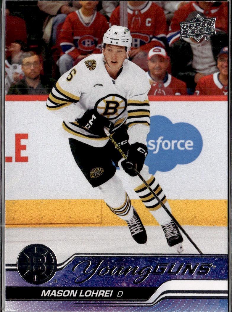 2023-24 Upper Deck Series 2 Hockey Base Young Guns #497 – Mason Lohrei (Boston Bruins)