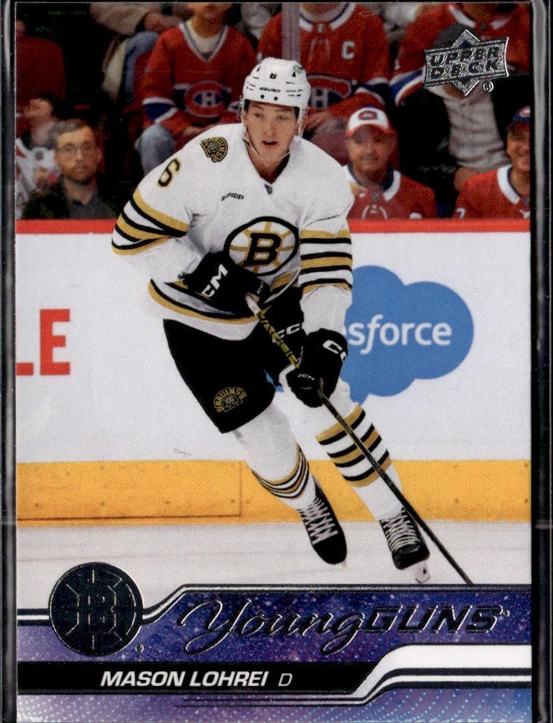 2023-24 Upper Deck Series 2 Hockey Base Young Guns #497 – Mason Lohrei (Boston Bruins)