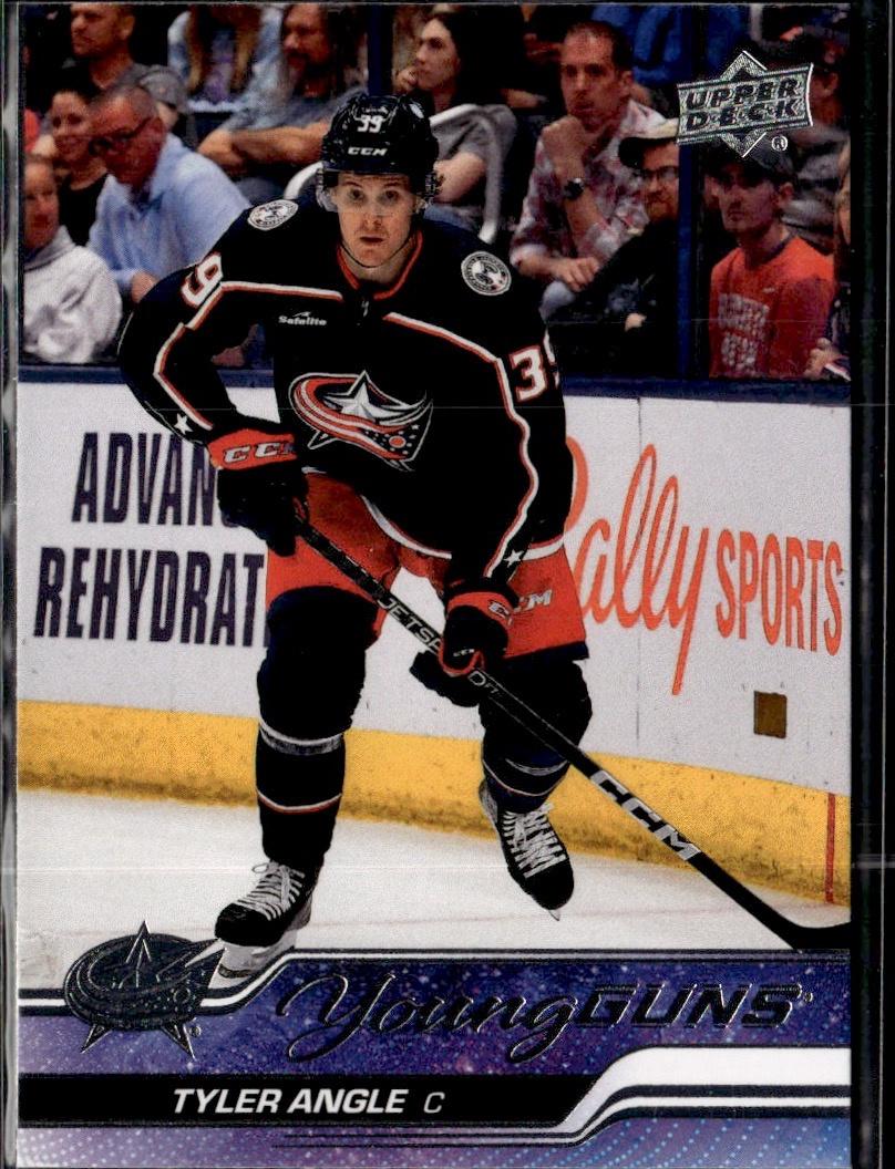 2023-24 Upper Deck Series 2 Hockey Base Young Guns #453 – Tyler Angle (Columbus Blue Jackets)