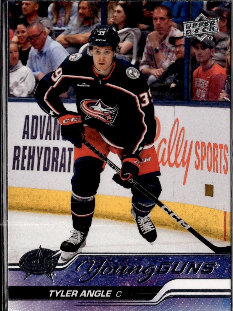 2023-24 Upper Deck Series 2 Hockey Base Young Guns #453 – Tyler Angle (Columbus Blue Jackets)