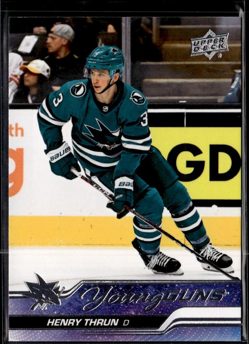 2023-24 Upper Deck Series 1 Hockey Base Young Guns #236 – Henry Thrun (San Jose Sharks)