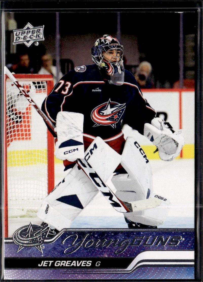 2023-24 Upper Deck Series 1 Hockey Base Young Guns #246 – Jet Greaves (Columbus Blue Jackets)