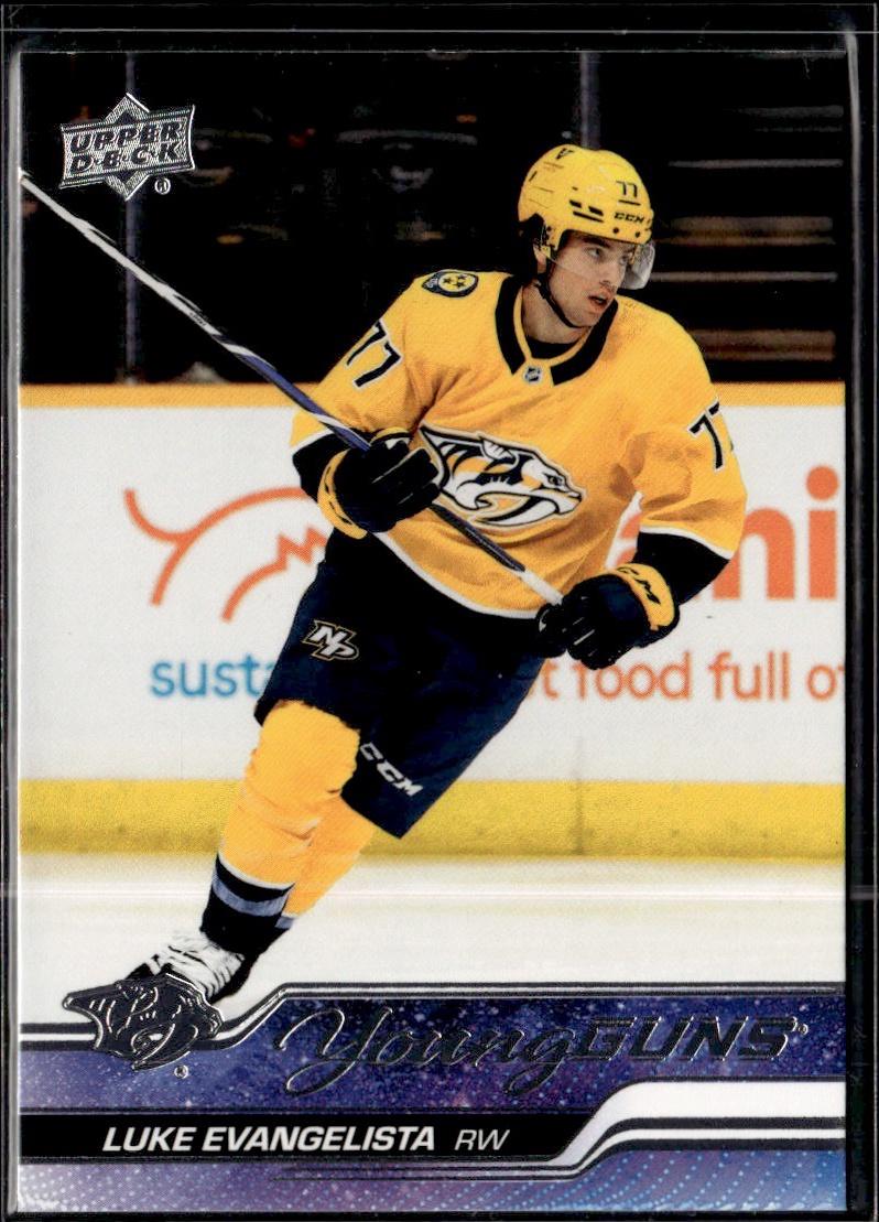 2023-24 Upper Deck Series 1 Hockey Base Young Guns #221 – Luke Evangelista (Nashville Predators)