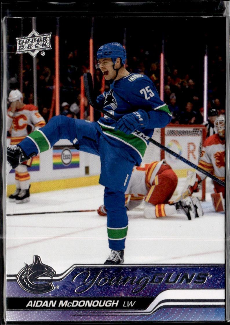 2023-24 Upper Deck Series 1 Hockey Base Young Guns #232 – Aidan McDonough (Vancouver Canucks)