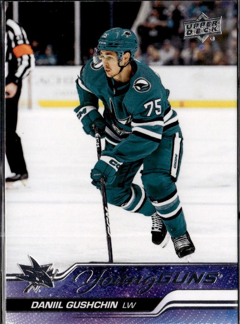 2023-24 Upper Deck Series 1 Hockey Base Young Guns #239 – Daniil Gushchin (San Jose Sharks)