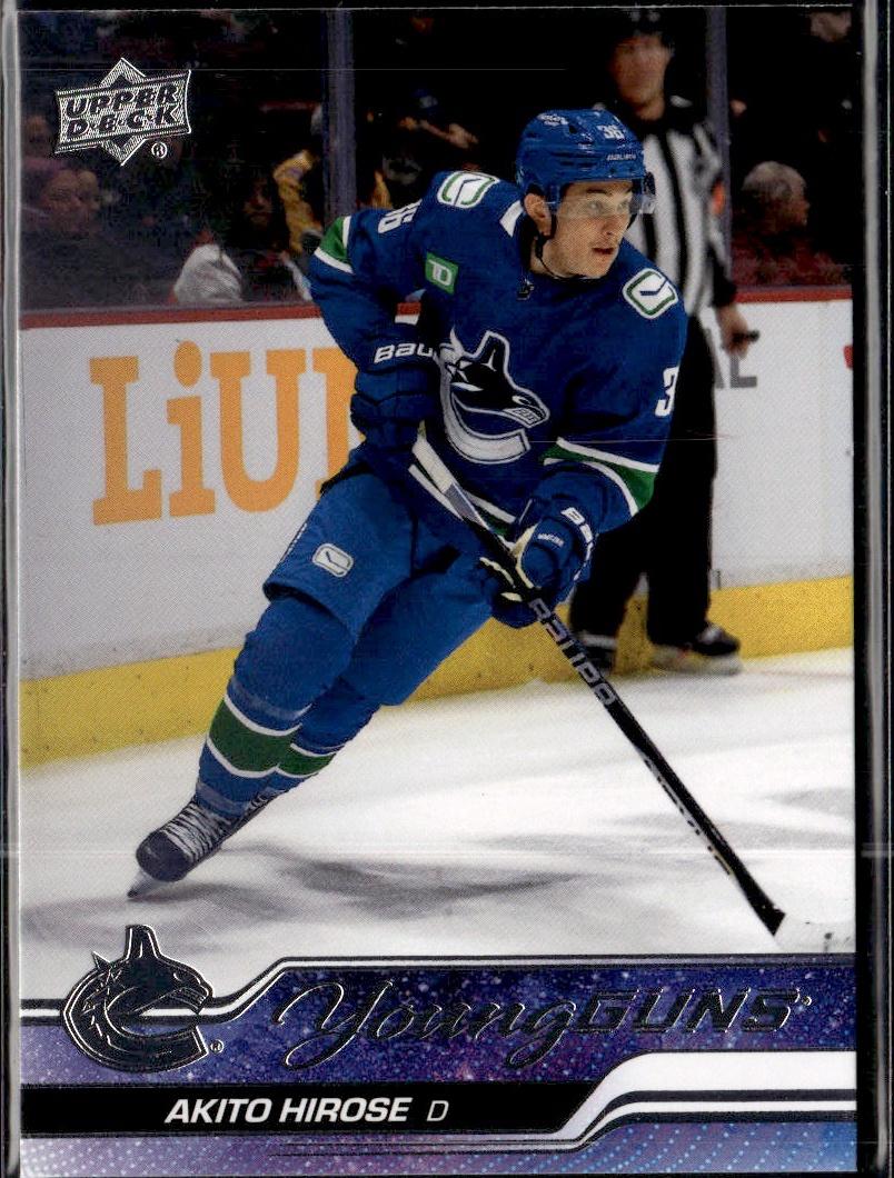 2023-24 Upper Deck Series 1 Hockey Base Young Guns #242 – Akito Hirose (Vancouver Canucks)