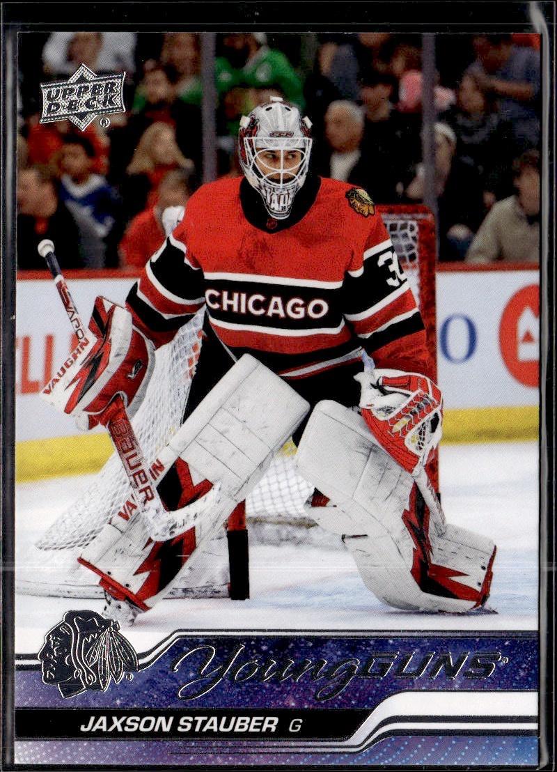 2023-24 Upper Deck Series 1 Hockey Base Young Guns #207 – Jaxson Stauber (Chicago Blackhawks)