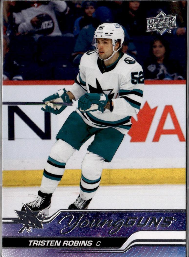 2023-24 Upper Deck Series 1 Hockey Base Young Guns #223 – Tristen Robins (San Jose Sharks)