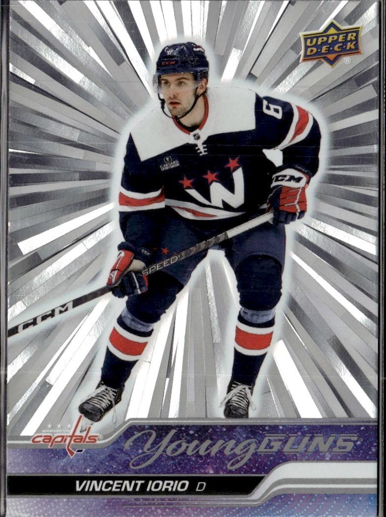 2023-24 Upper Deck Series 1 Hockey Base Young Guns Silver Outburst #224 – Vincent Iorio (Washington Capitals)