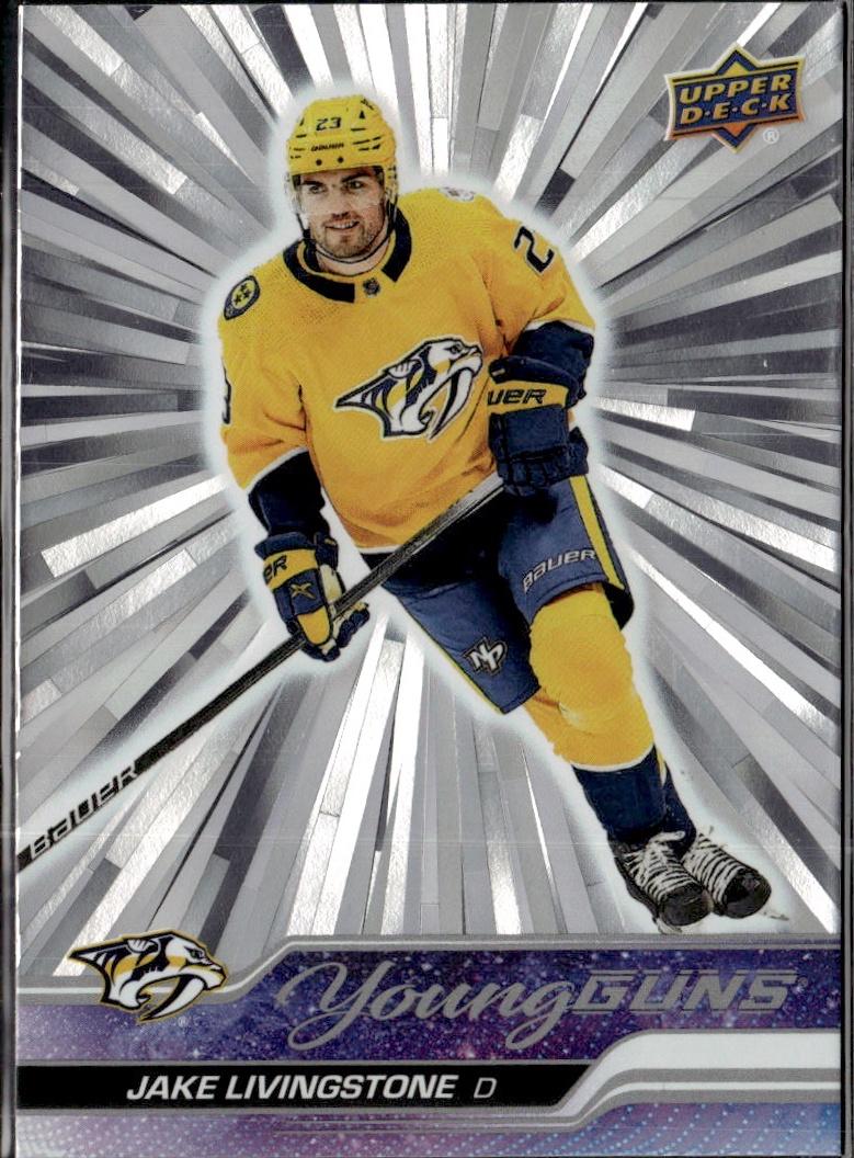 2023-24 Upper Deck Series 1 Hockey Base Young Guns Silver Outburst #245 – Jake Livingstone (Nashville Predators)