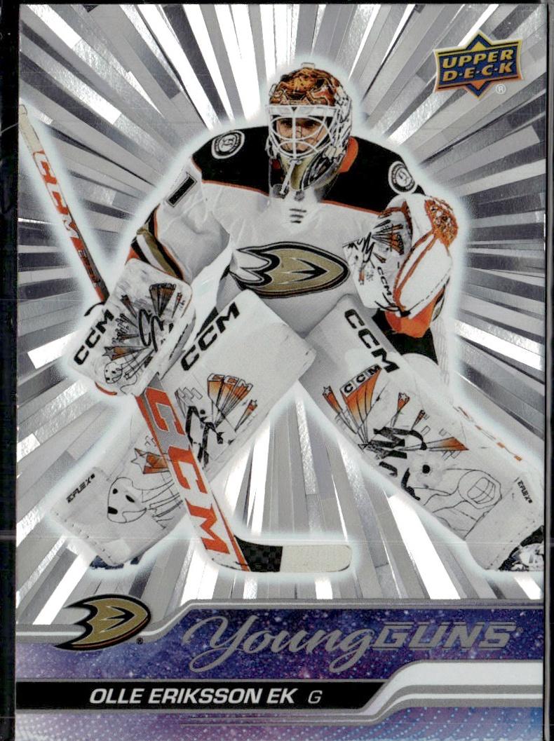 2023-24 Upper Deck Series 1 Hockey Base Young Guns Silver Outburst #249 – Olle Eriksson Ek (Anaheim Ducks)