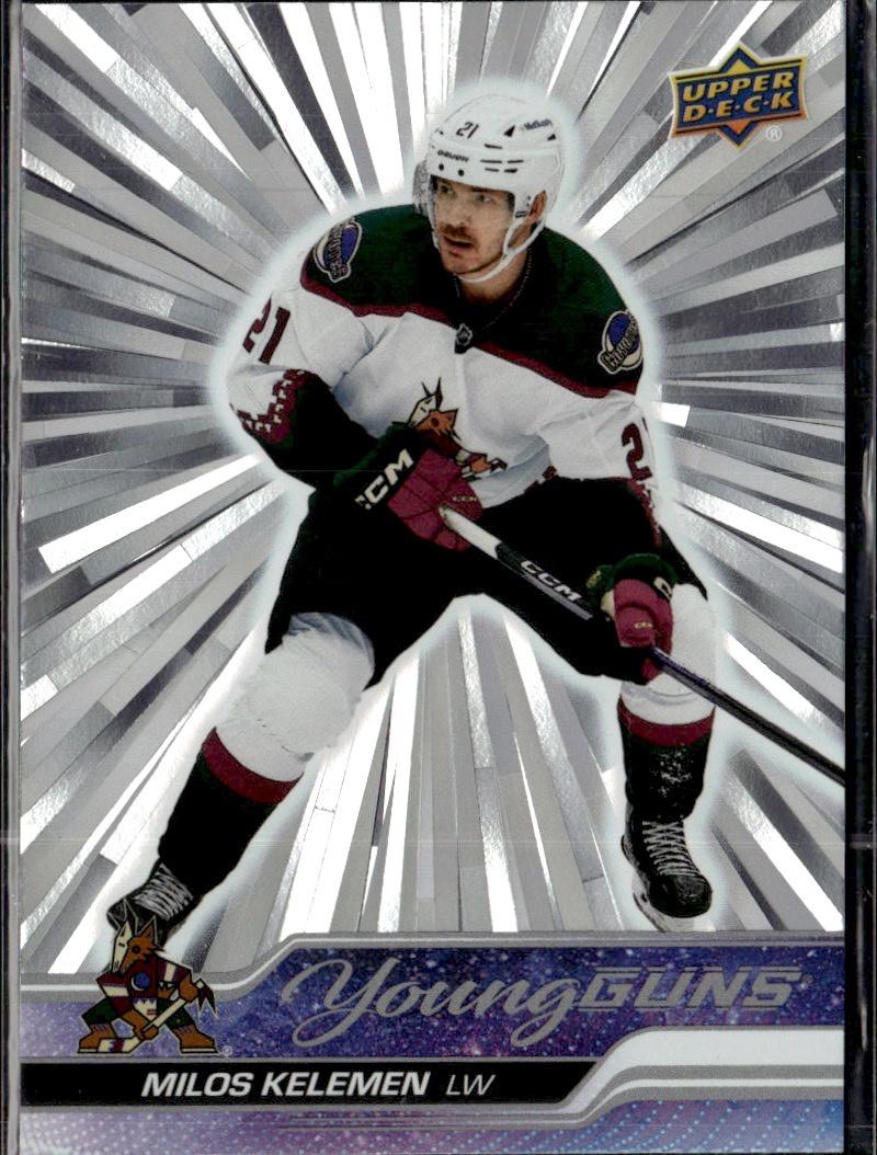 2023-24 Upper Deck Series 1 Hockey Base Young Guns Silver Outburst #211 – Milos Kelemen (Arizona Coyotes)