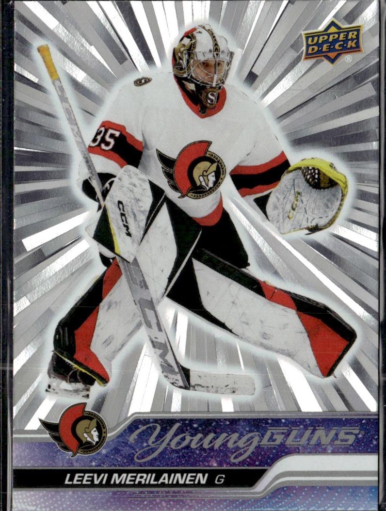 2023-24 Upper Deck Series 1 Hockey Base Young Guns Silver Outburst #247 – Leevi Merilainen (Ottawa Senators)