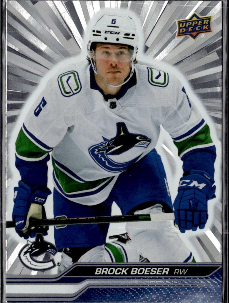 2023-24 Upper Deck Series 1 Hockey Base Silver Outburst #176 – Brock Boeser (Vancouver Canucks)