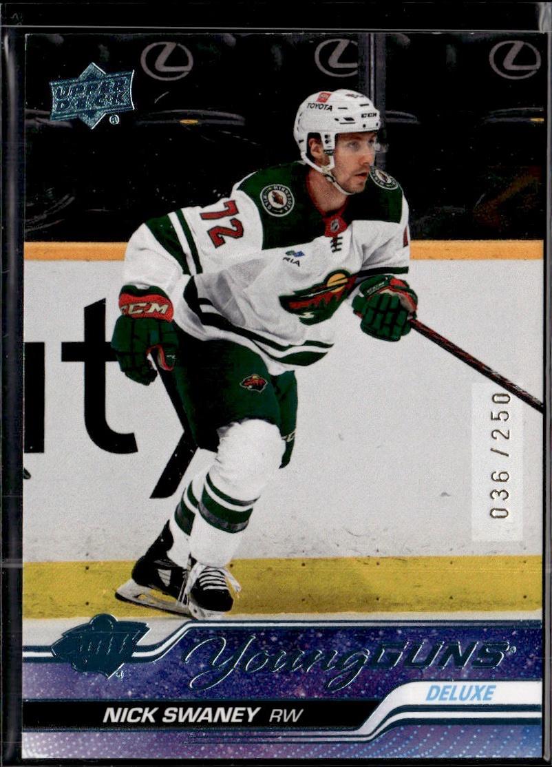 2023-24 Upper Deck Series 2 Hockey Base Young Guns #/250 – Nick Swaney (#458 Minnesota Wild)