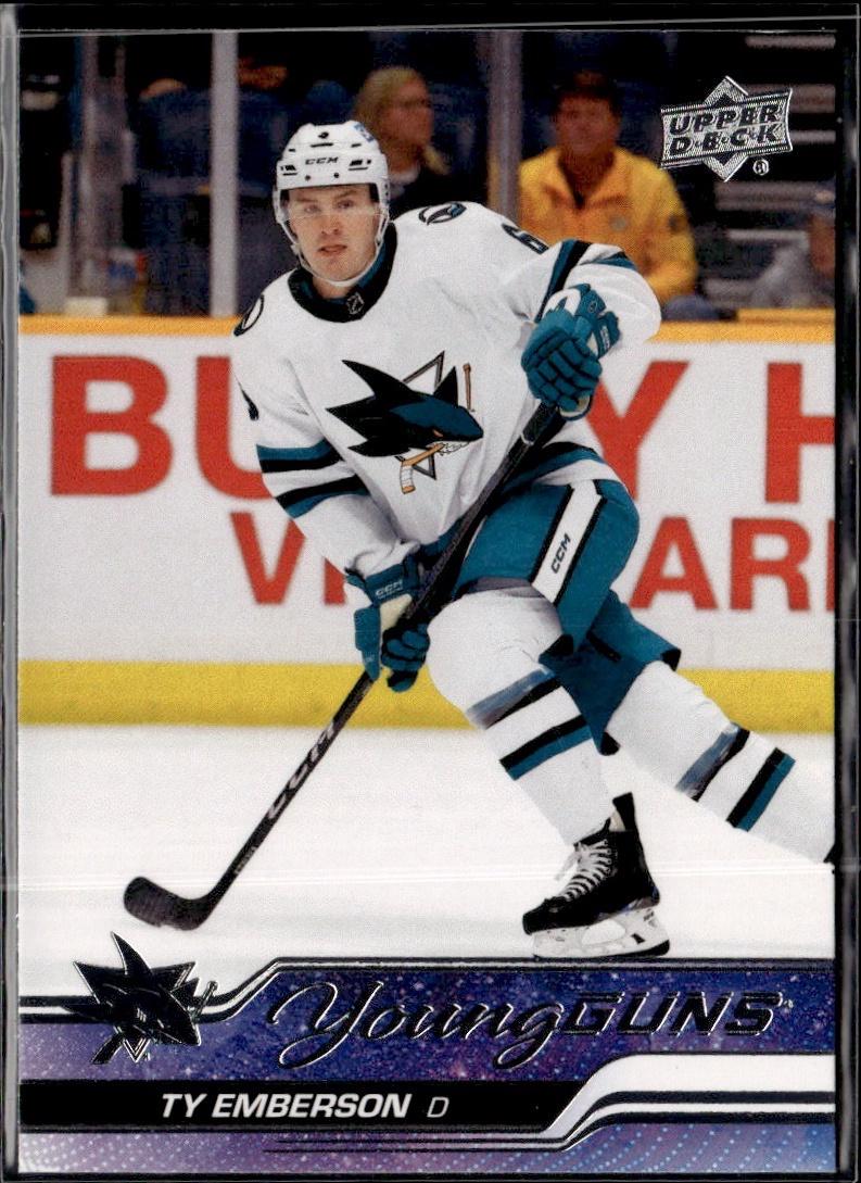 2023-24 Upper Deck Series 2 Hockey Base Young Guns #460 – Ty Emberson (San Jose Sharks)