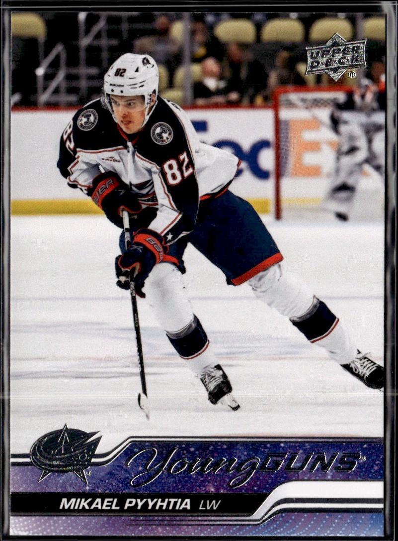 2023-24 Upper Deck Series 2 Hockey Base Young Guns #477 – Mikael Pyyhtia (Columbus Blue Jackets)