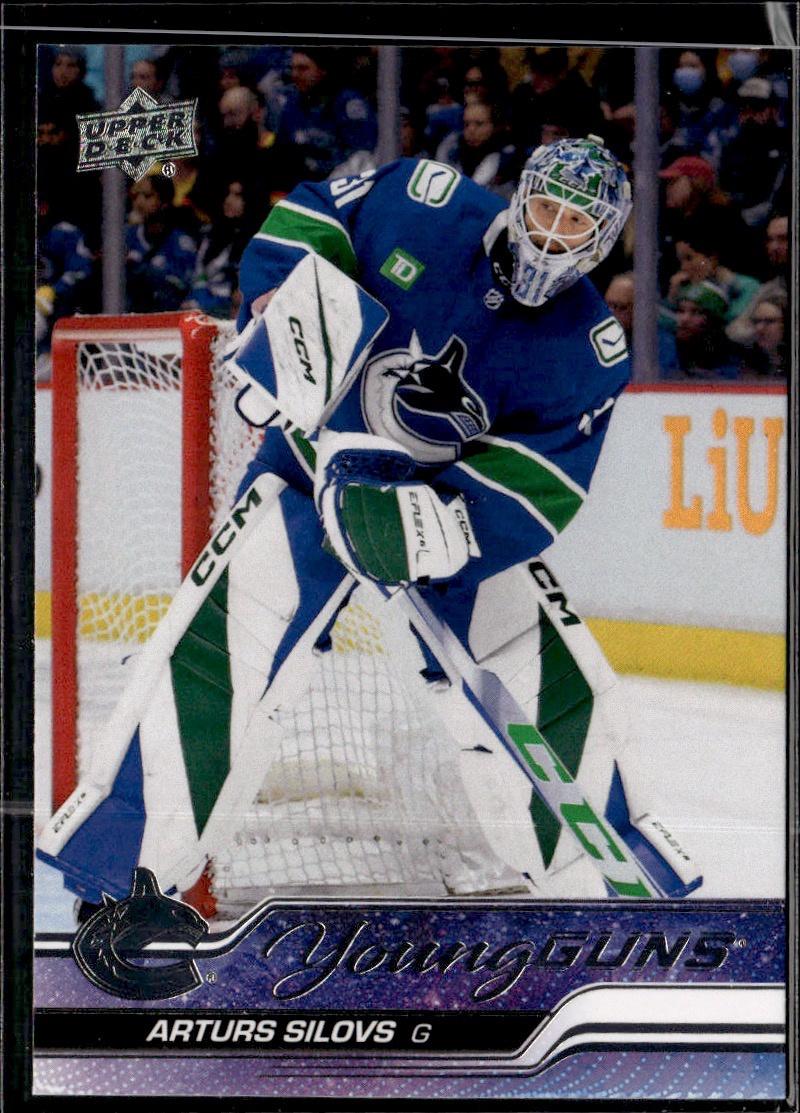 2023-24 Upper Deck Series 2 Hockey Base Young Guns #485 – Arturs Silovs (Vancouver Canucks)