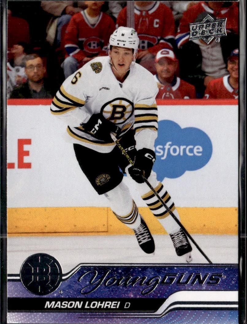 2023-24 Upper Deck Series 2 Hockey Base Young Guns #497 – Mason Lohrei (Boston Bruins)