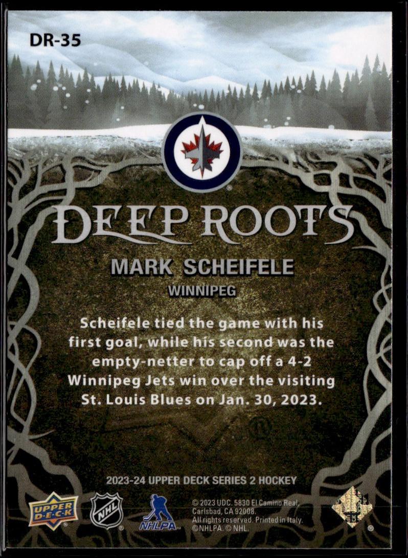 2023-24 Upper Deck Series 2 Hockey Deep Roots #DR-35 – Mark Scheifele (Winnipeg Jets)