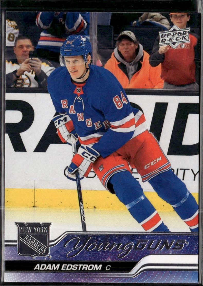 2023-24 Upper Deck Extended Series Hockey Base Young Guns #703 – Adam Edstrom (New York Rangers)