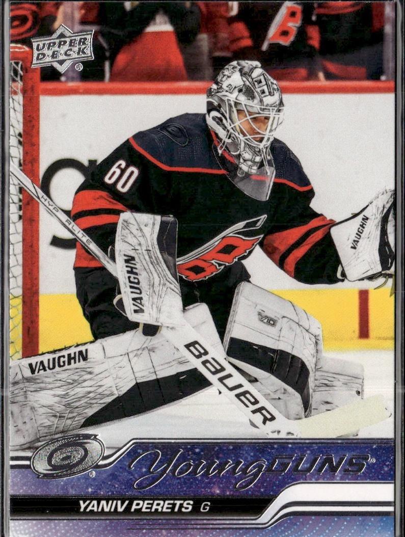 2023-24 Upper Deck Extended Series Hockey Base Young Guns #714 – Yaniv Perets (Carolina Hurricanes)