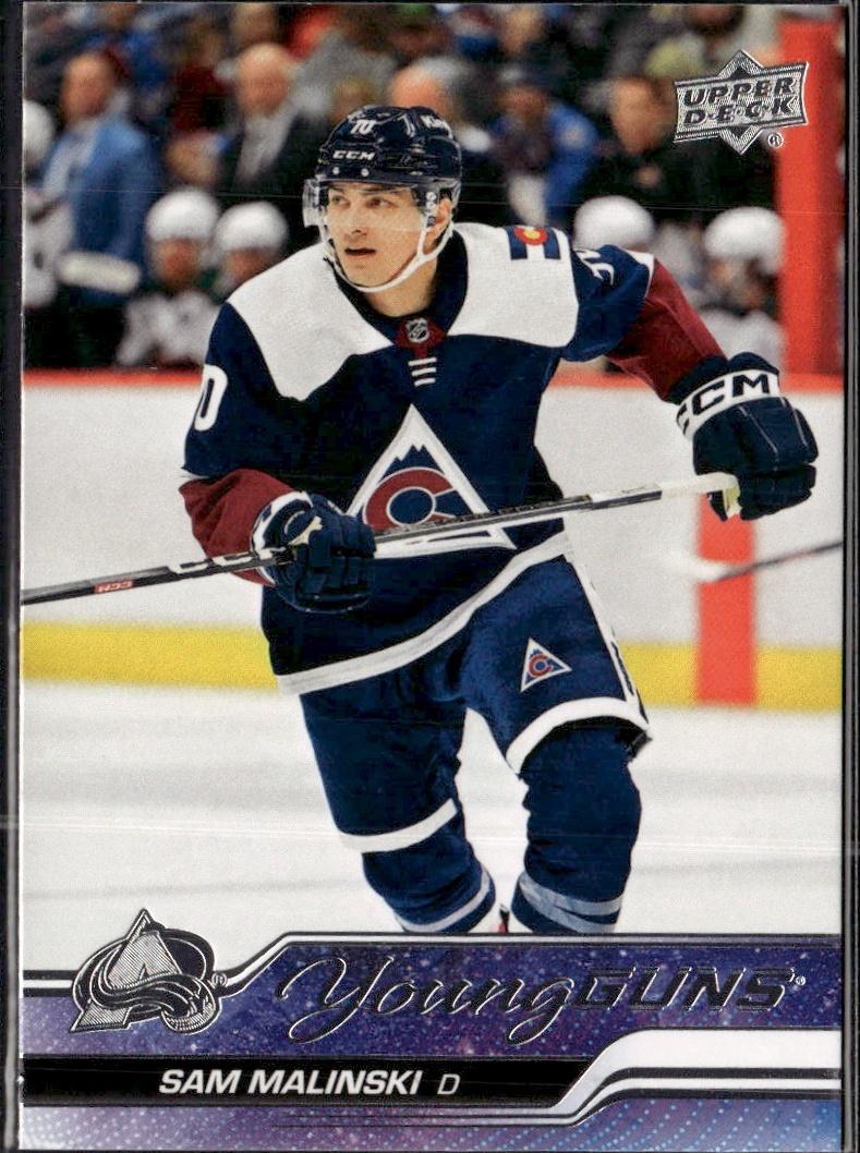 2023-24 Upper Deck Extended Series Hockey Base Young Guns #716 – Sam Malinski (Colorado Avalanche)